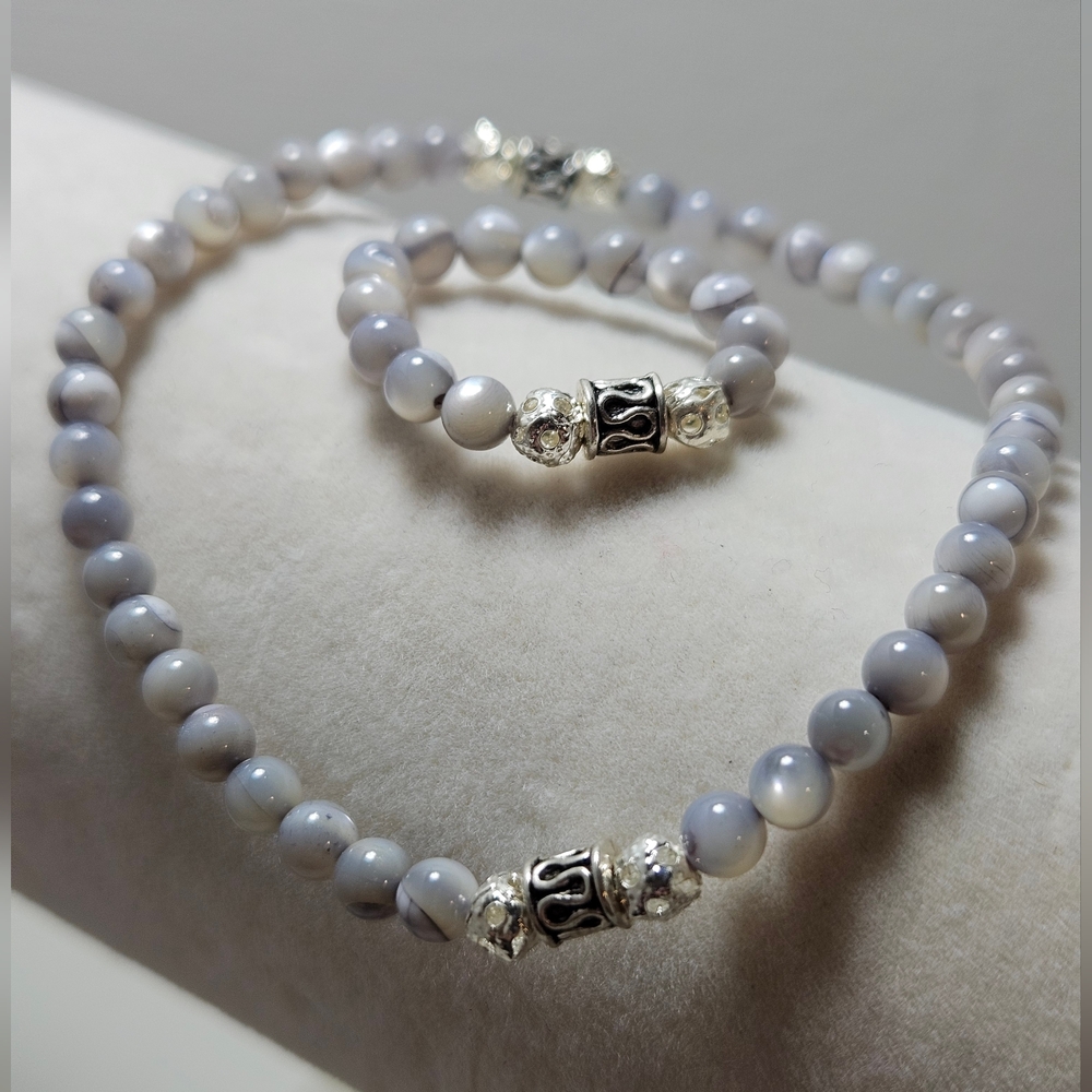 Gray Mother Of Pearl Bracelet And Ring Handmade NWOT - Picture 1 of 7